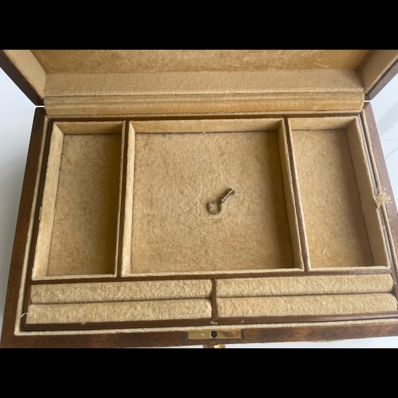 Rare Vintage Mark Cross Wood Fabric Jewelry Box Chest Collectible - Picture 7 of 10